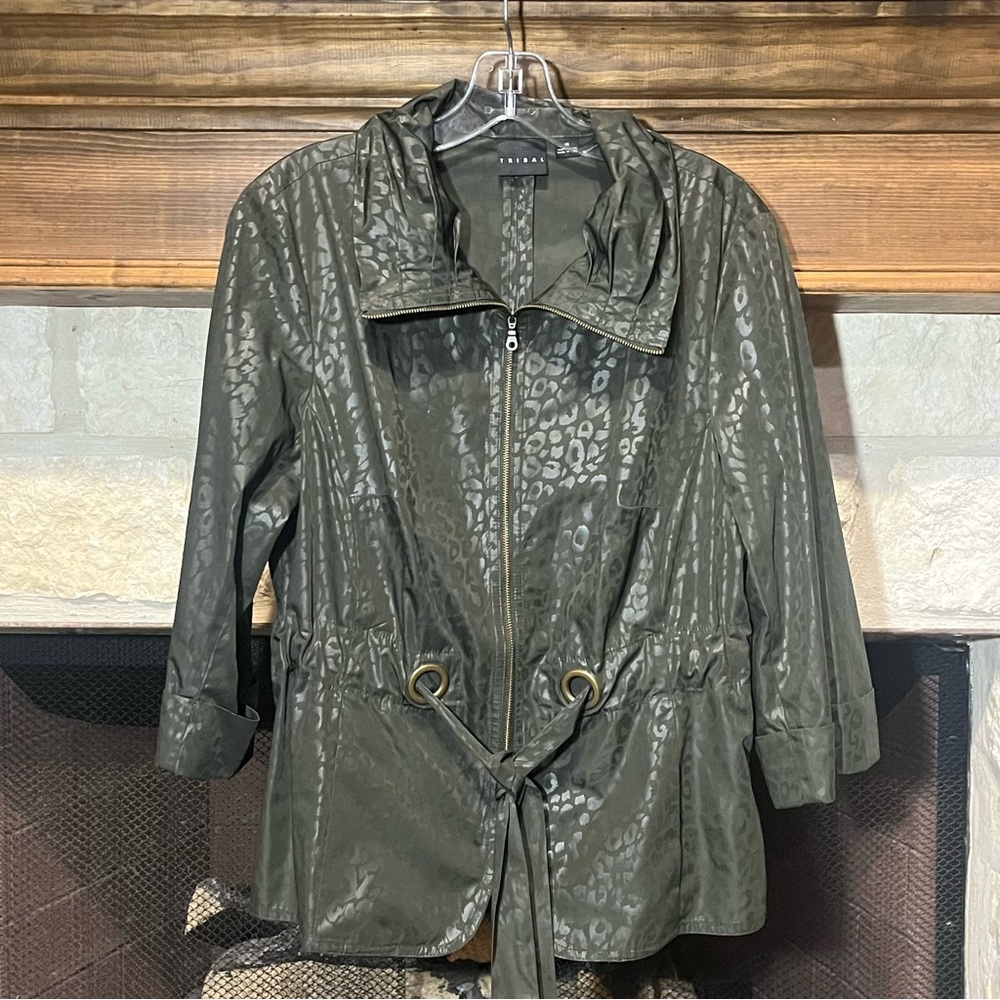 Tribal Dark Green Leopard print jacket